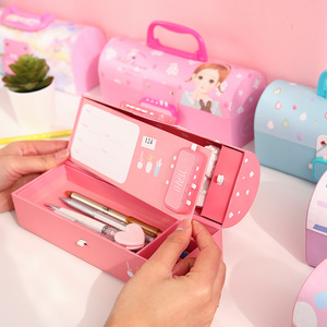密码笔盒指纹韩版创意多功能铅笔盒大容量可爱儿童个性手提双层密