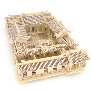 370人付款淘宝北京四合院木质仿真拼装建筑模型益智木制diy拼图手工