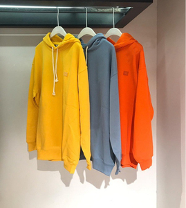 瑞典小众2020秋冬新款ac笑脸抽绳连帽纯色宽松休闲卫衣女男同款潮