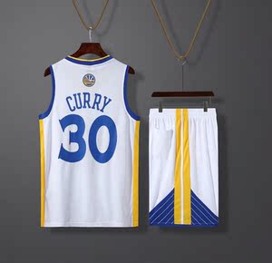 勇士30号库里球衣白色黑色蓝色无袖篮球服套装男定制训练背心