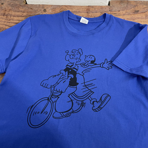 三木优米 美式vintage 宝蓝色大力水手菠菜popeye情侣男女短袖tee