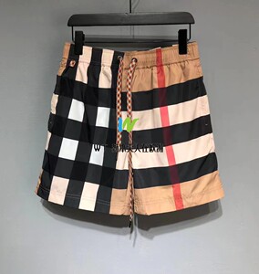 代购burberry短裤男正品巴宝莉五分裤女拼接格子格纹印花沙滩裤
