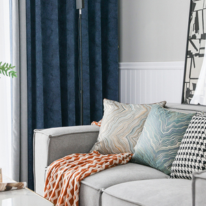 蓝色灰色拼接现代简约新中式高精密全遮光客厅卧室窗帘定制ahuhty