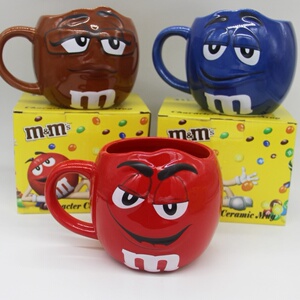 新款mm豆马克杯陶.瓷杯子m豆大容量水杯卡通杯创意咖啡杯情侣杯