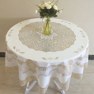 大圆桌桌布防水防烫防油免洗园桌垫子加厚网红桌布歺桌垫双层餐桌