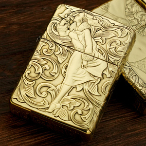 zippo打火机正品美国原装美女蚊版唐草浮雕风中女郎男士定制之宝