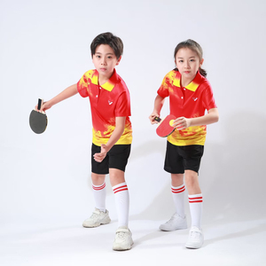 新款好看的乒乓球服儿童羽毛球服女童运动套装男款比赛训练服定制
