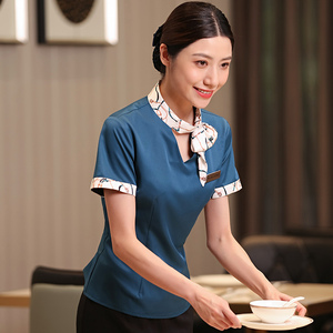 京橙酒店前台接待工作服夏季短袖餐厅餐饮经理收银员女式气质服装