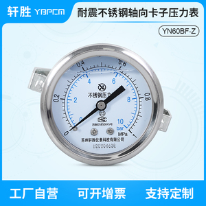 YNBF-60Z 面板式不锈钢压力表 支架安装 盘装式不锈钢耐震压力表