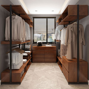 步入式金属衣柜悬挂衣架家用挂衣衣帽间架子组装实木衣橱落地定制