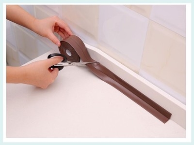瓷砖贴脚线墙厨柜边角水糟白色厨房水槽防水贴阳台贴柜灶台用贴条