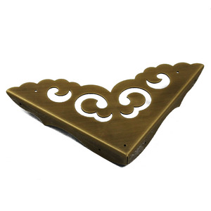新仿古纯铜包角铜护角中式家具铜配件三面樟木箱角花祥云镂空角码