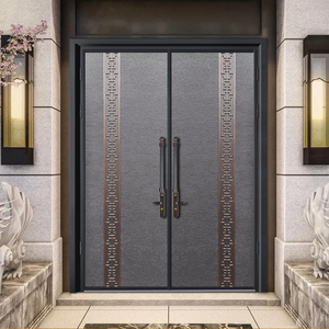 铸铝别墅大门纯铜新中式对开入户客厅双开四开乡村庭院锌合金大门