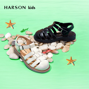 哈森童鞋 夏季新款女童凉鞋 儿童真皮牛皮软底公主鞋沙滩鞋