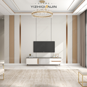 yzqj电视背景墙硬包效果现代简约墙咔板金属线条壁画轻奢风装饰