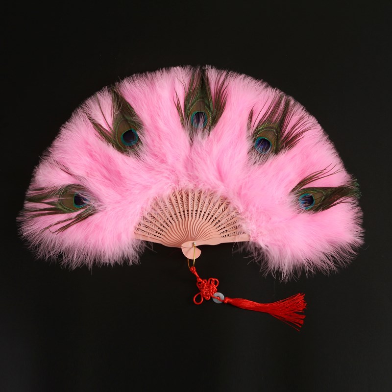 古风孔雀真羽毛扇子网红仙气女折扇中国风旗袍舞蹈走秀毛扇子.