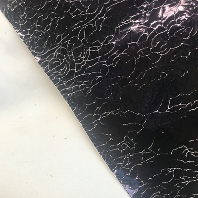 纯黑色肌理爆裂纹pu皮革面料亮光褶皱软包皮衣外套设计师布料