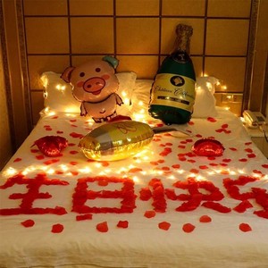 床上酒店布置告白制造生日快乐摆件男友惊喜装饰品玫瑰花宾馆道具