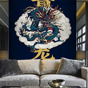 店墙纸背景墙壁画刺青纹身工作室主题壁纸图案霸气挂画布0人付款48