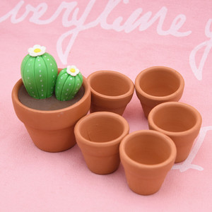 迷你红陶陶瓷花盆手工粗陶超轻粘土配件花盆盆栽diy手工材料易碎