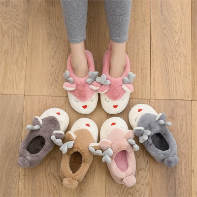 鞋子包脚春秋款家里立体幼儿园儿童拖鞋木地板女童休闲平底棉鞋.