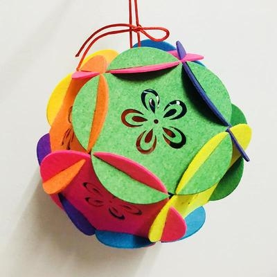 儿童手工制作创意diy材料包元宵灯笼花灯幼儿园贴画发光新年猪年