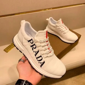 prada/普拉达男鞋 厚底一脚蹬平底运动鞋圆头懒人鞋跑步鞋休闲鞋