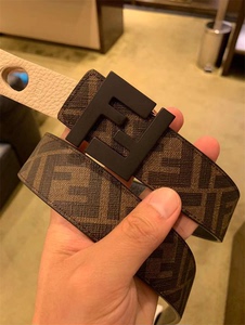 法国代购fendi/芬迪 21新款男士皮带荔枝纹双f扣正反两用腰带