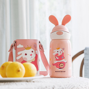 韩国杯具熊儿童兔子保温杯宝宝316不锈钢水壶小学生吸管水杯定制