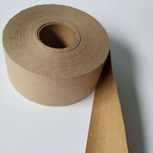 湿水牛皮纸胶带环保水性防盗纸定制封箱带淀粉胶水纤维线加强夹筋