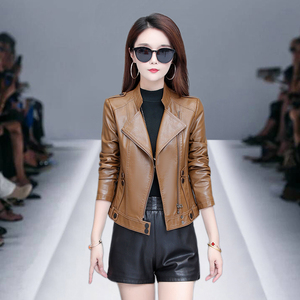 真皮咖色皮衣女绵羊皮欧货2020年秋季新款女式秋冬皮夹克短款外套