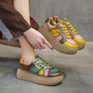 底本皮女新搭款松古鞋闲厚2022日年糕鞋休真百拼春季复老色i单爹