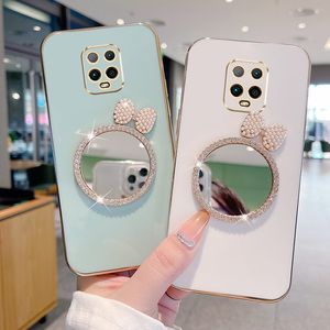 适用红米10x手机壳5g版硅胶保护套10xpro可爱蝴蝶结奢华补妆镜女hm