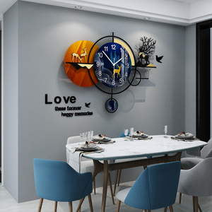 北欧餐厅轻奢挂墙挂钟现代简约时尚客厅钟表家用创意大气网红时钟