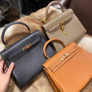 新款togo牛皮凯莉包25 28 32荔枝纹铂金包手提单肩斜跨凯丽锁扣包