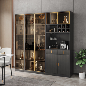 酒柜靠墙客厅铝合金框架展示柜现代简约玻璃红酒架高档轻奢餐边柜