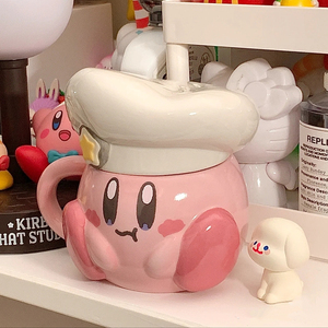 Kirby星之卡比探索发现周边马克杯可爱女生陶瓷水杯卡通带盖杯子