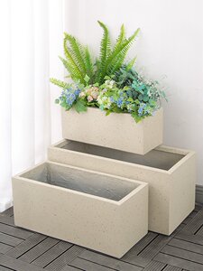 长方形水泥花盆特大号镁泥花箱花槽绿植水磨石花岗岩长条