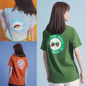 2021年夏季新款万斯短袖女独角兽t恤男小草莓彩虹印花情侣款联名