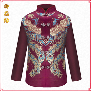 御福缘高档寿衣女全套七件套紫色双凤老人殡葬用品送老衣全套女式