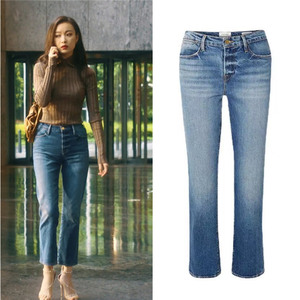 美国购 frame denim 倪妮同款流金岁月高腰直筒修身九分牛仔裤女
