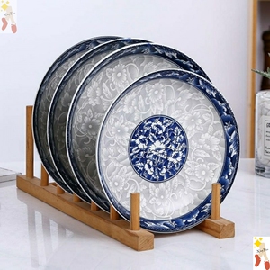 中国风青花瓷盘陶瓷盘菜盘汤盘深盘盘子家用盘利比盘大号圆盘碟子