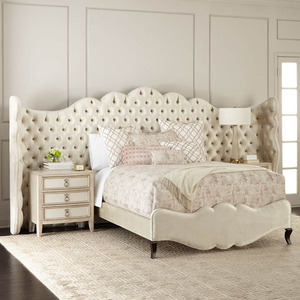 欧式儿童单人床超宽半包围落地靠背铆钉工艺软包拉扣布艺床轻奢风