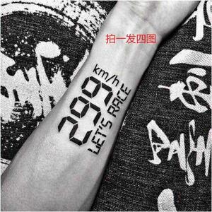 299km纹身贴持久防水手臂仿真刺青机车速度爆英文摩托车爆表手