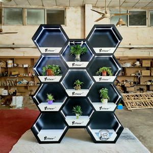 六边形烤漆展示台橱窗柜台镂空展台置物架壁挂墙上发光蜂窝装饰架