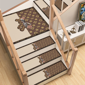 轻奢高级楼梯踏步垫皮革地垫定制家用免胶防滑室内实木地毯防滑垫