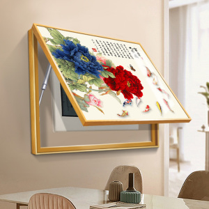 电表箱装饰画花开富贵牡丹九鱼图2022年新款免打孔配电箱挂画餐厅