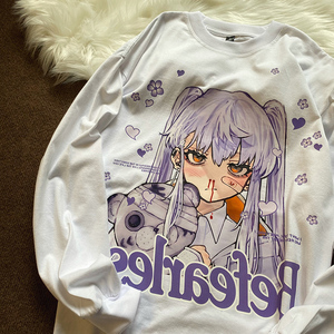 古着日系二次元动漫少女卫衣秋季宽松软妹百搭甜酷长袖上衣ins潮