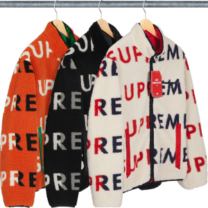 supreme 18fw reversible logo jacket 摇粒绒弹幕双面穿夹克男女