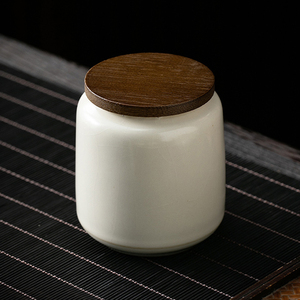 米黄汝窑茶叶罐陶瓷密封存储茶罐瓷罐家用红茶绿茶可养可开片茶具